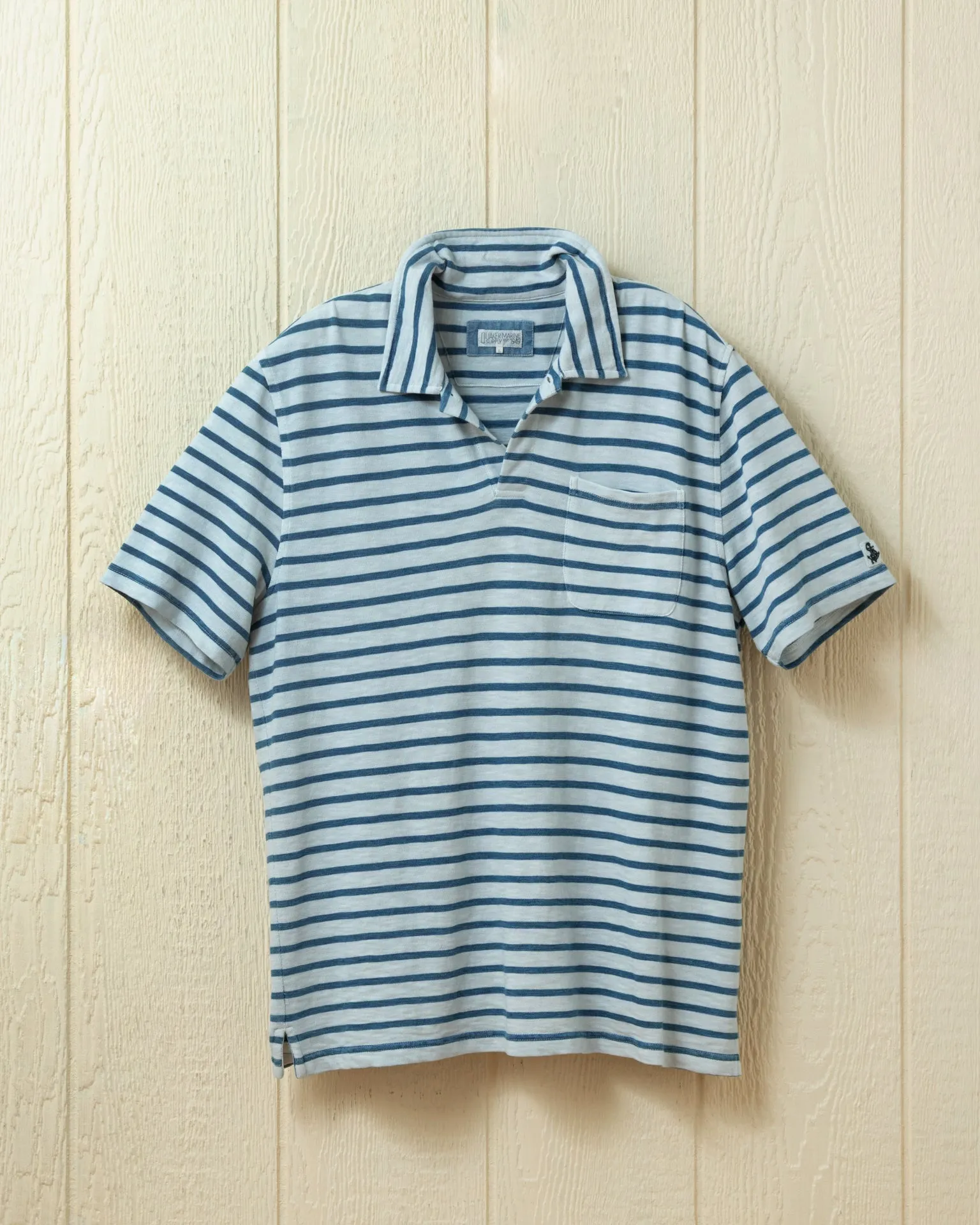 Indigo Overdyed Polo in Coastal Blue subtle style