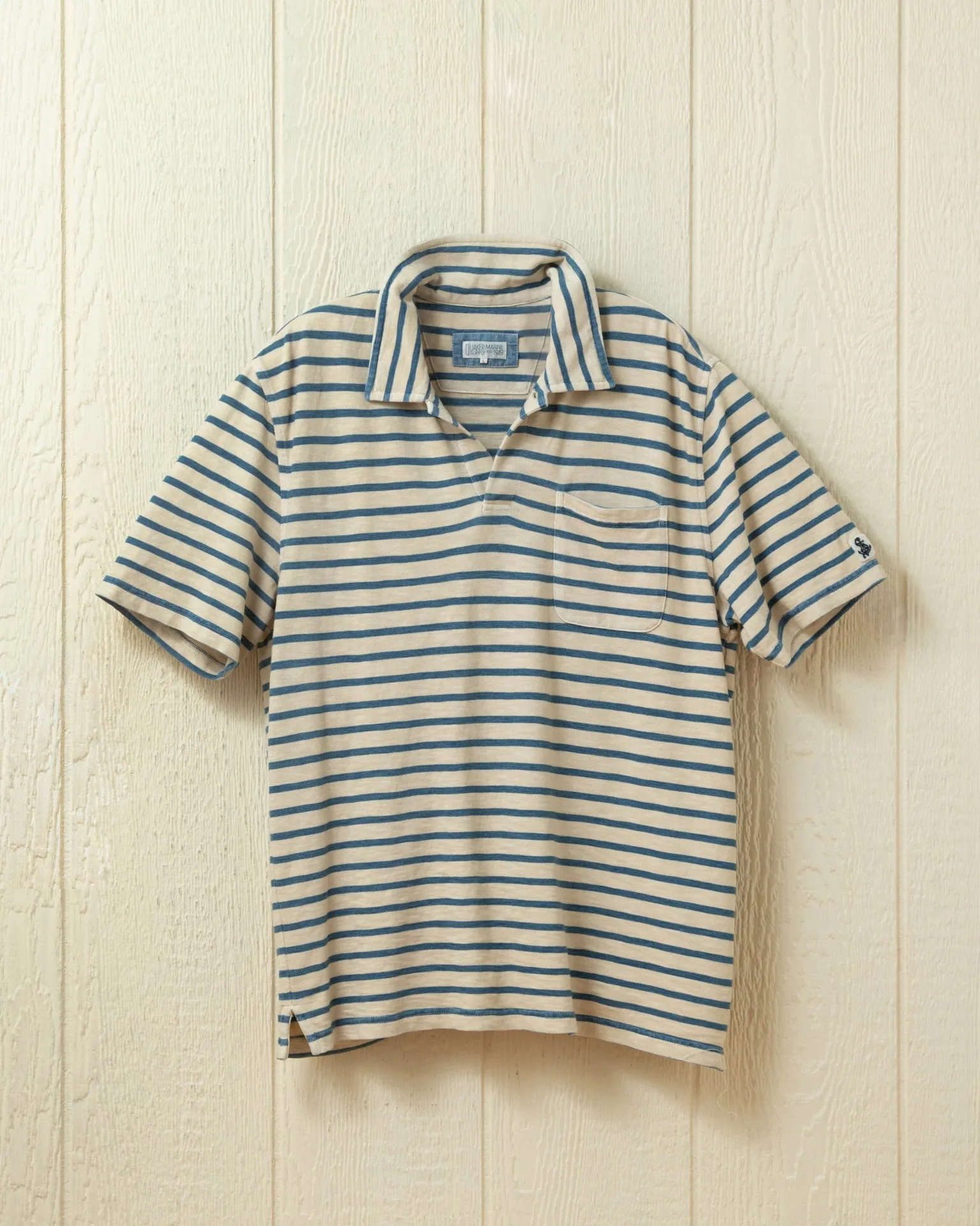 Indigo Overdyed Polo in Sand all-day style