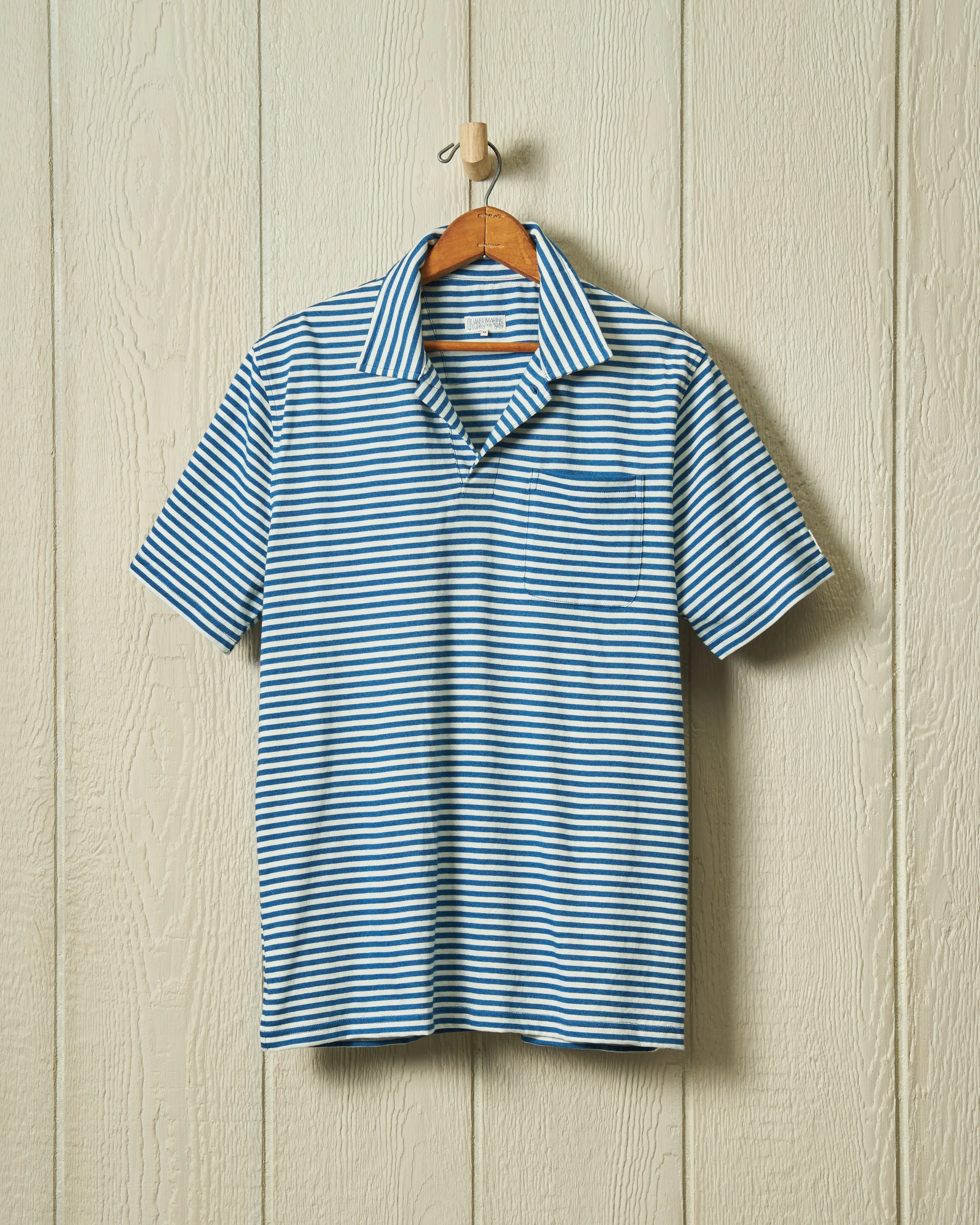 Indigo Polo in Blue/White Stripe summer breeze