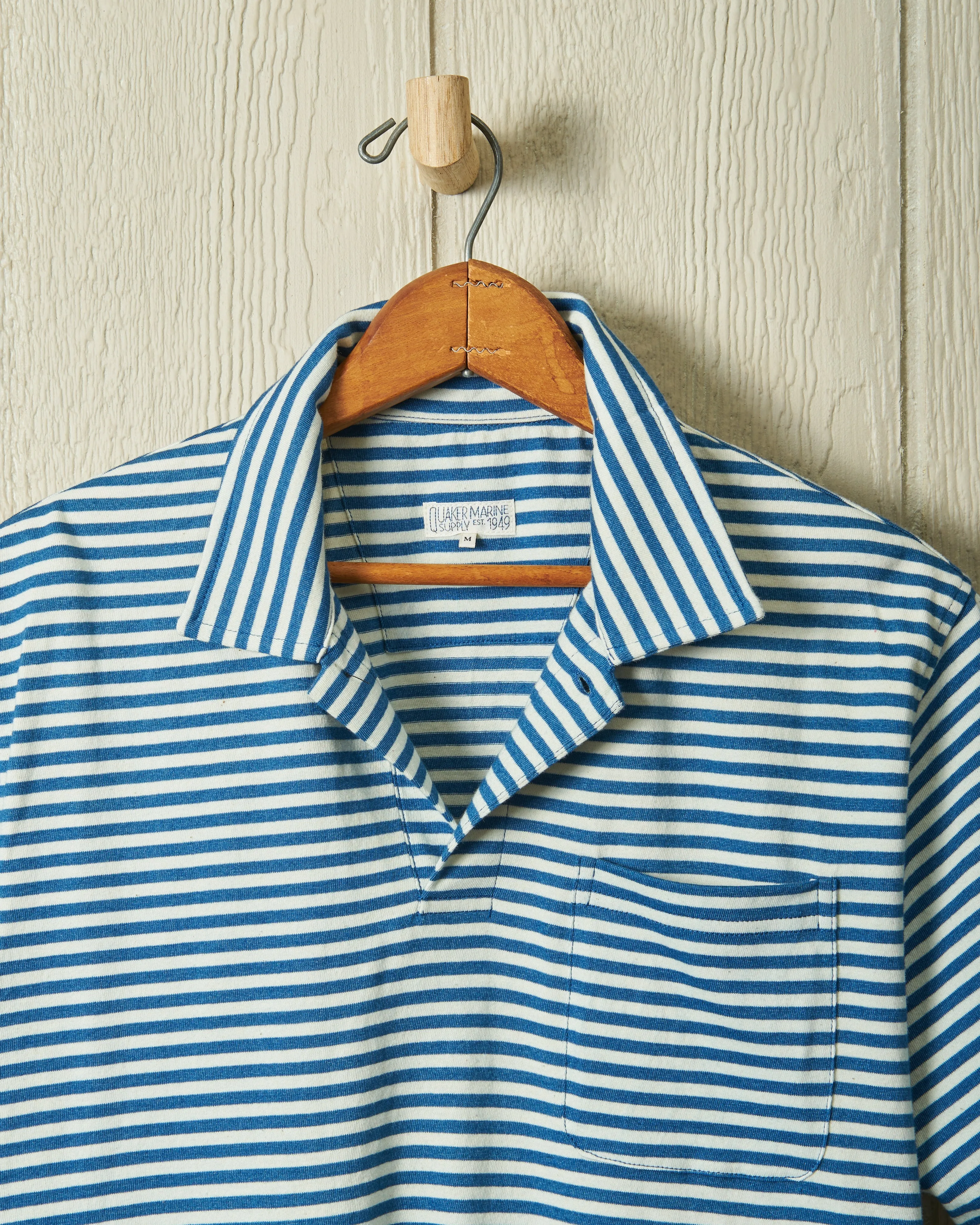 Indigo Polo in Blue/White Stripe cozy style