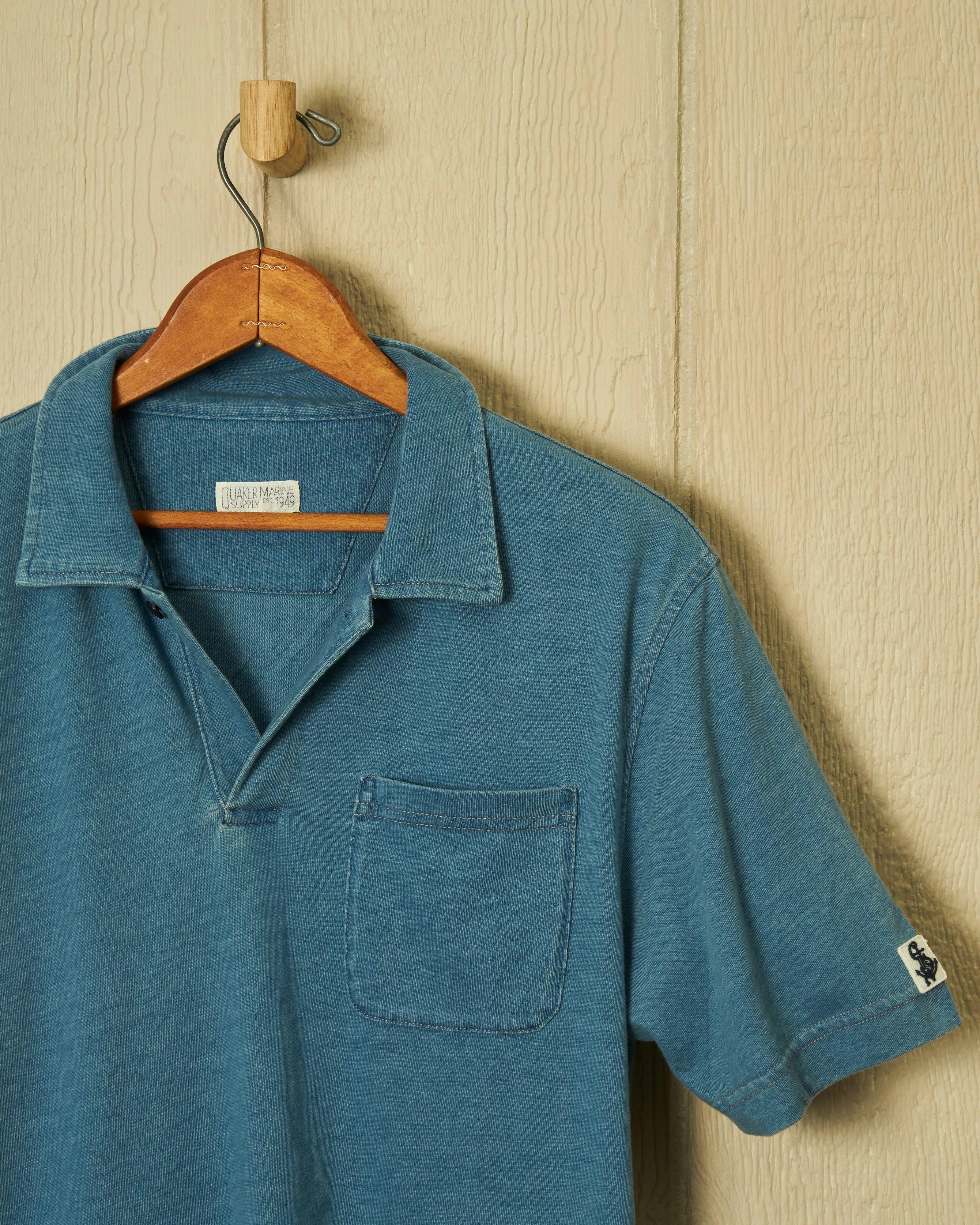 Indigo Polo in Washed Jersey calm tone