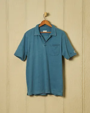 Indigo Polo in Washed Jersey sport tone