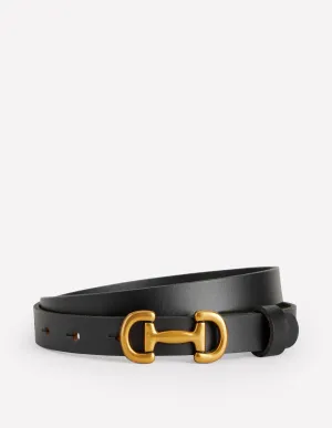 Iris Skinny Snaffle Trim Belt-Black self show