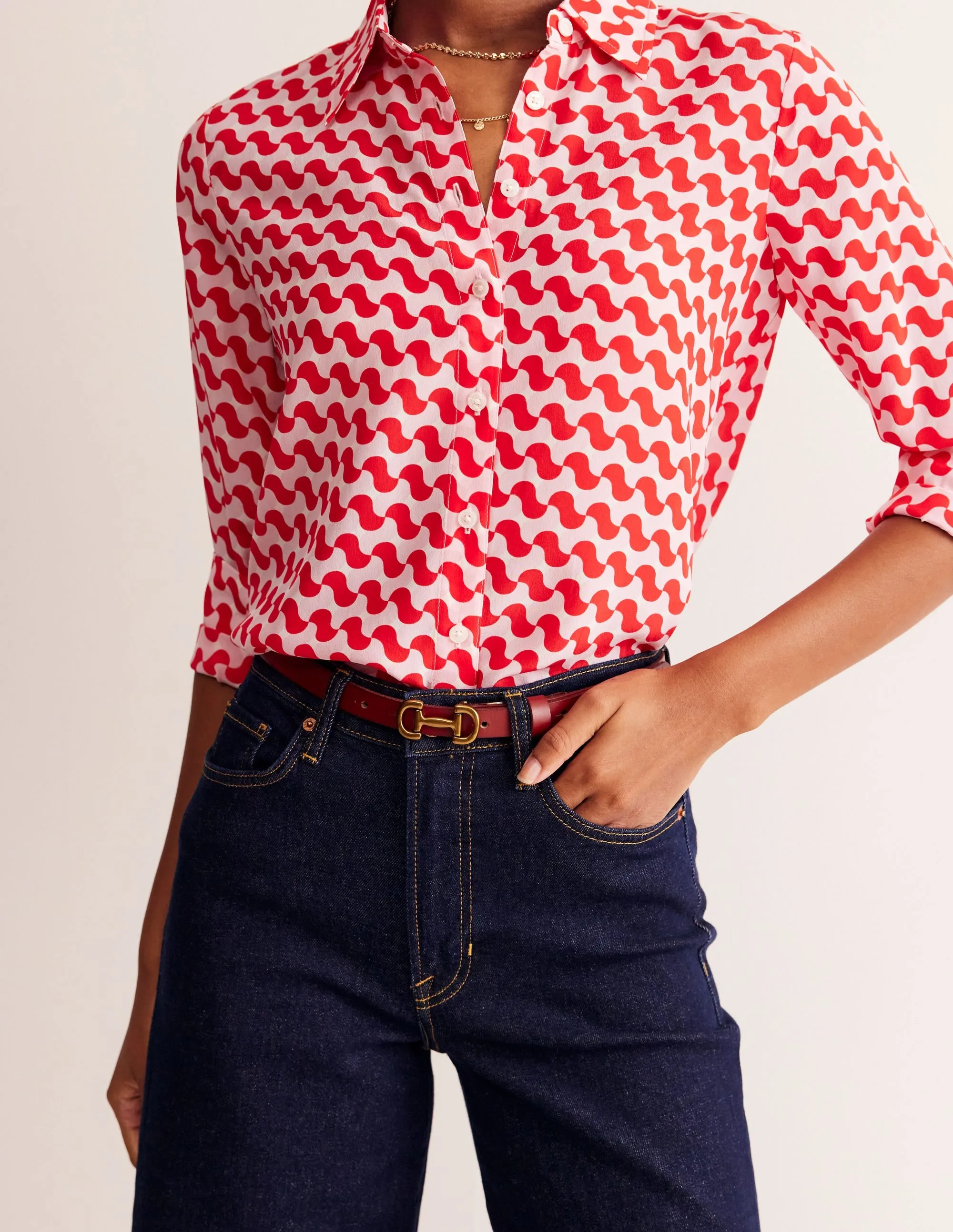 Iris Skinny Snaffle Trim Belt-Red street blend