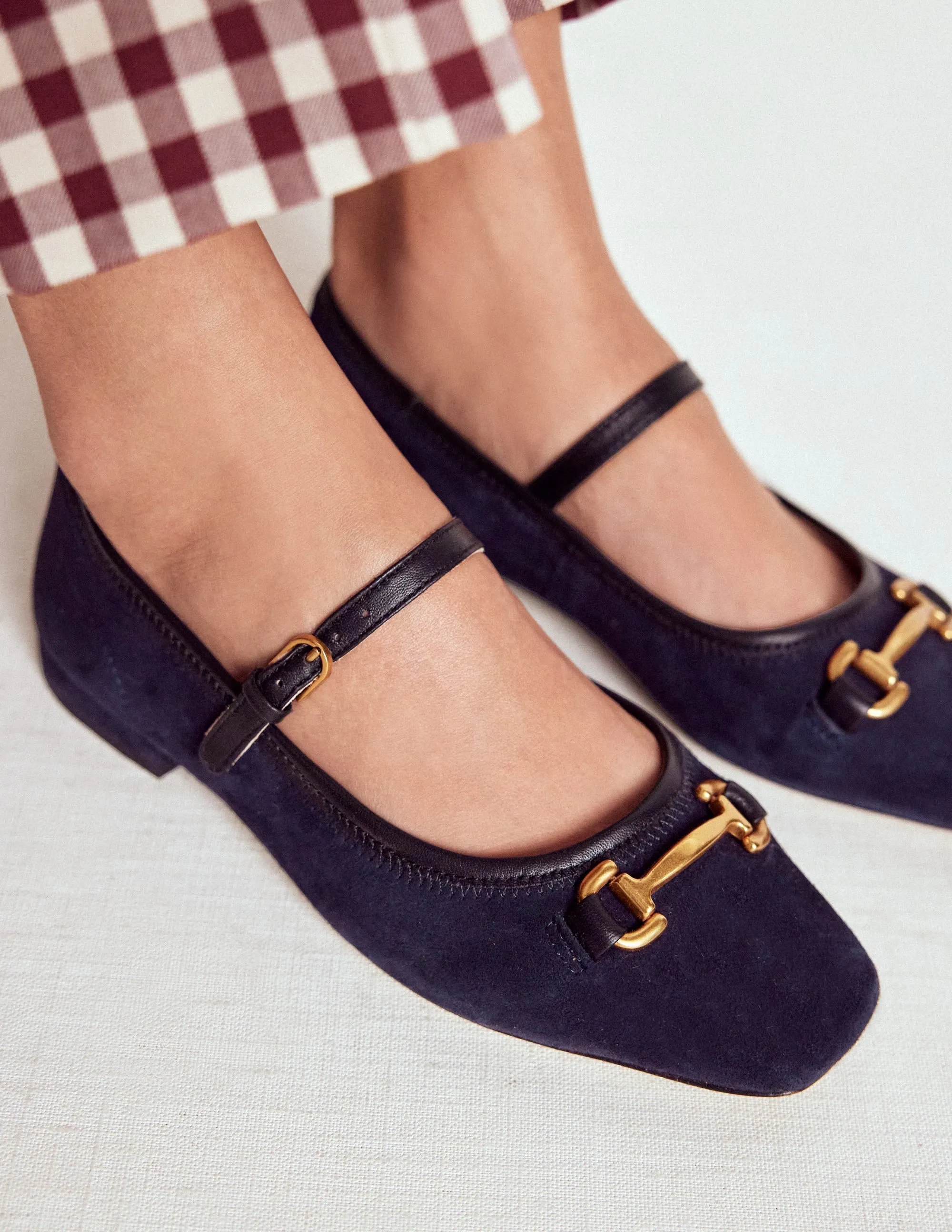 Iris Snaffle Mary Jane Flats-Dark Navy trendy elements