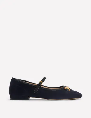 Iris Snaffle Mary Jane Flats-Dark Navy anti slip sole