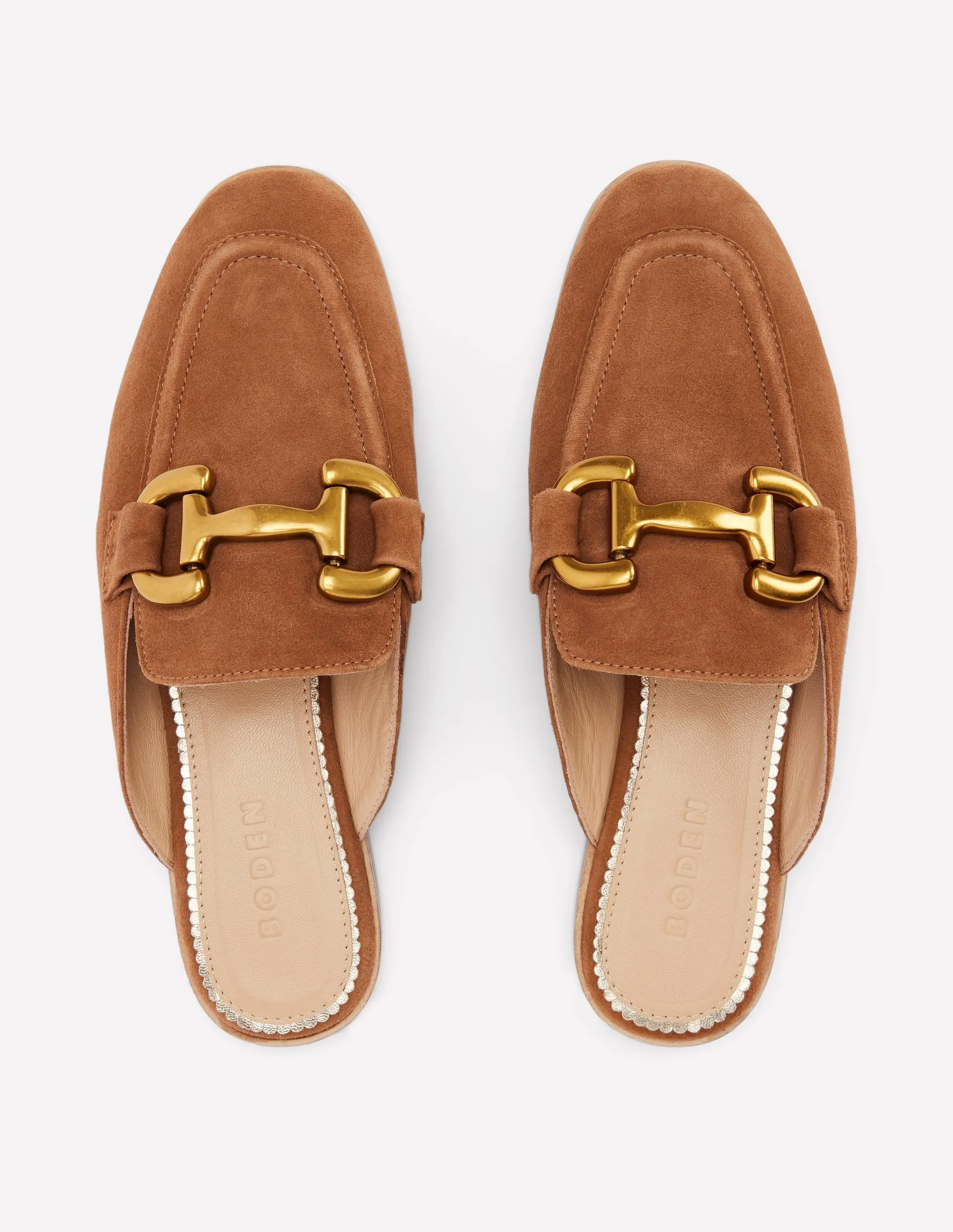 Iris Snaffle Mule Loafers-Tan elastic cushion