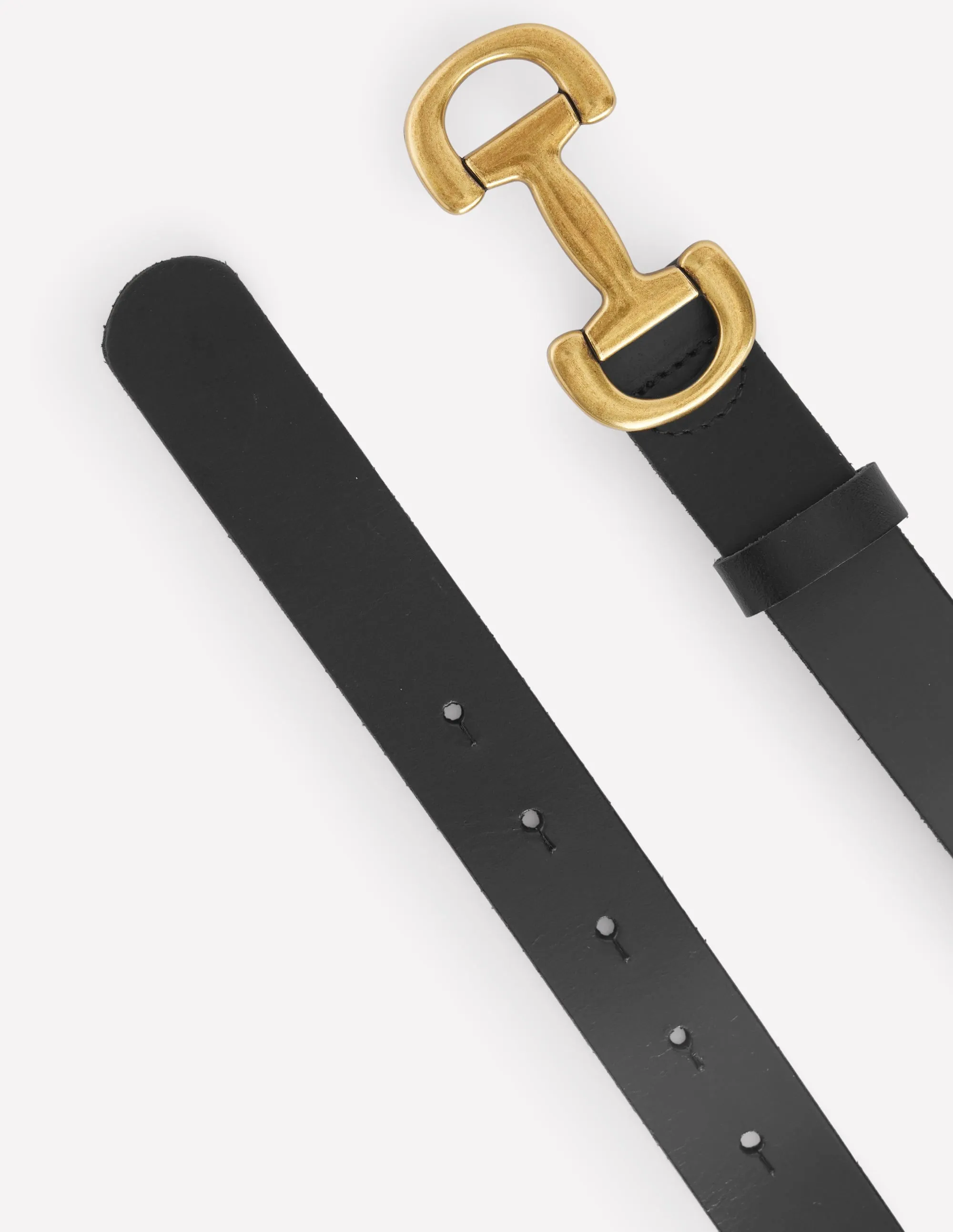 Iris Snaffle-Trim Leather Belt-Black move free