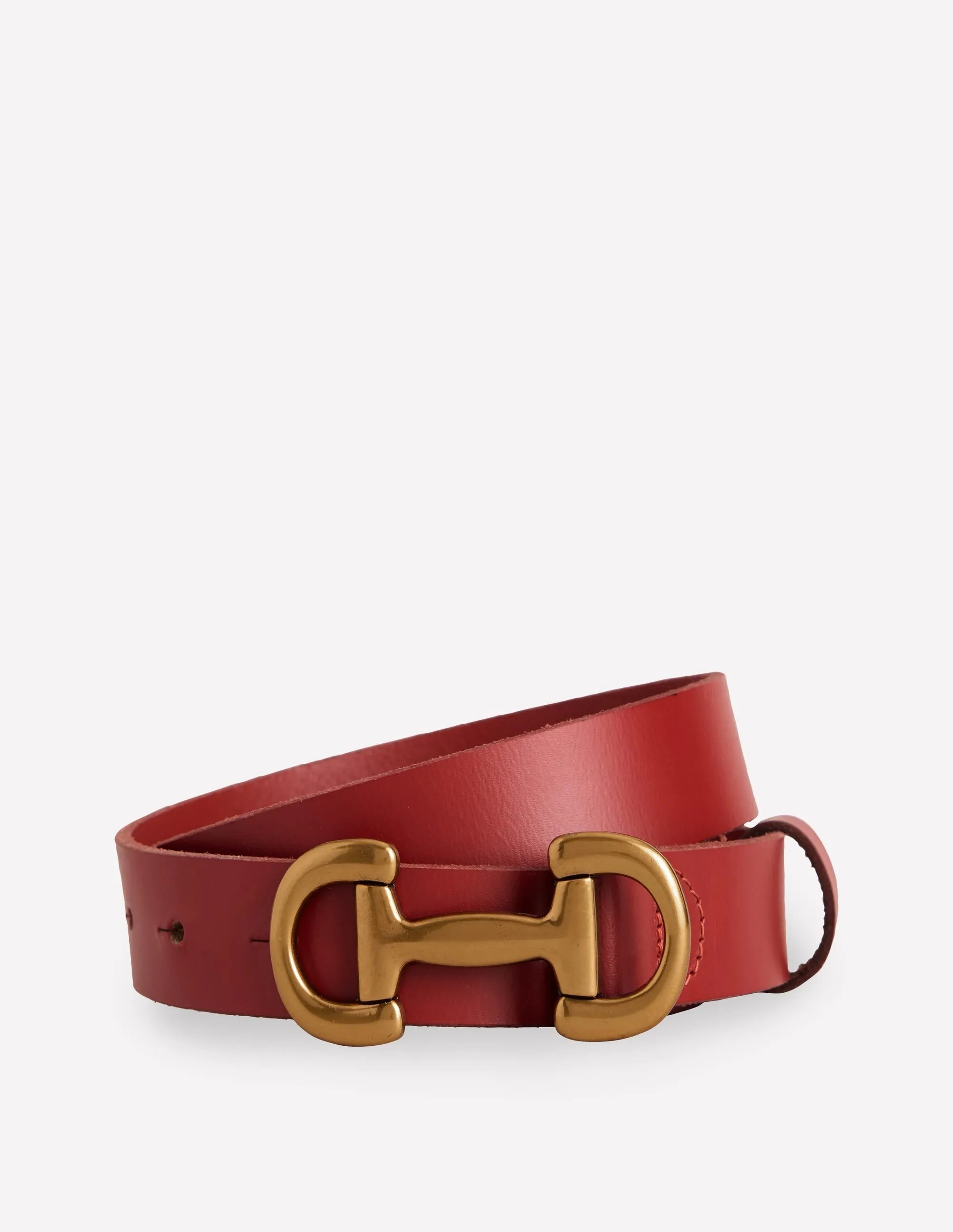 Iris Snaffle-Trim Leather Belt-RED refined life