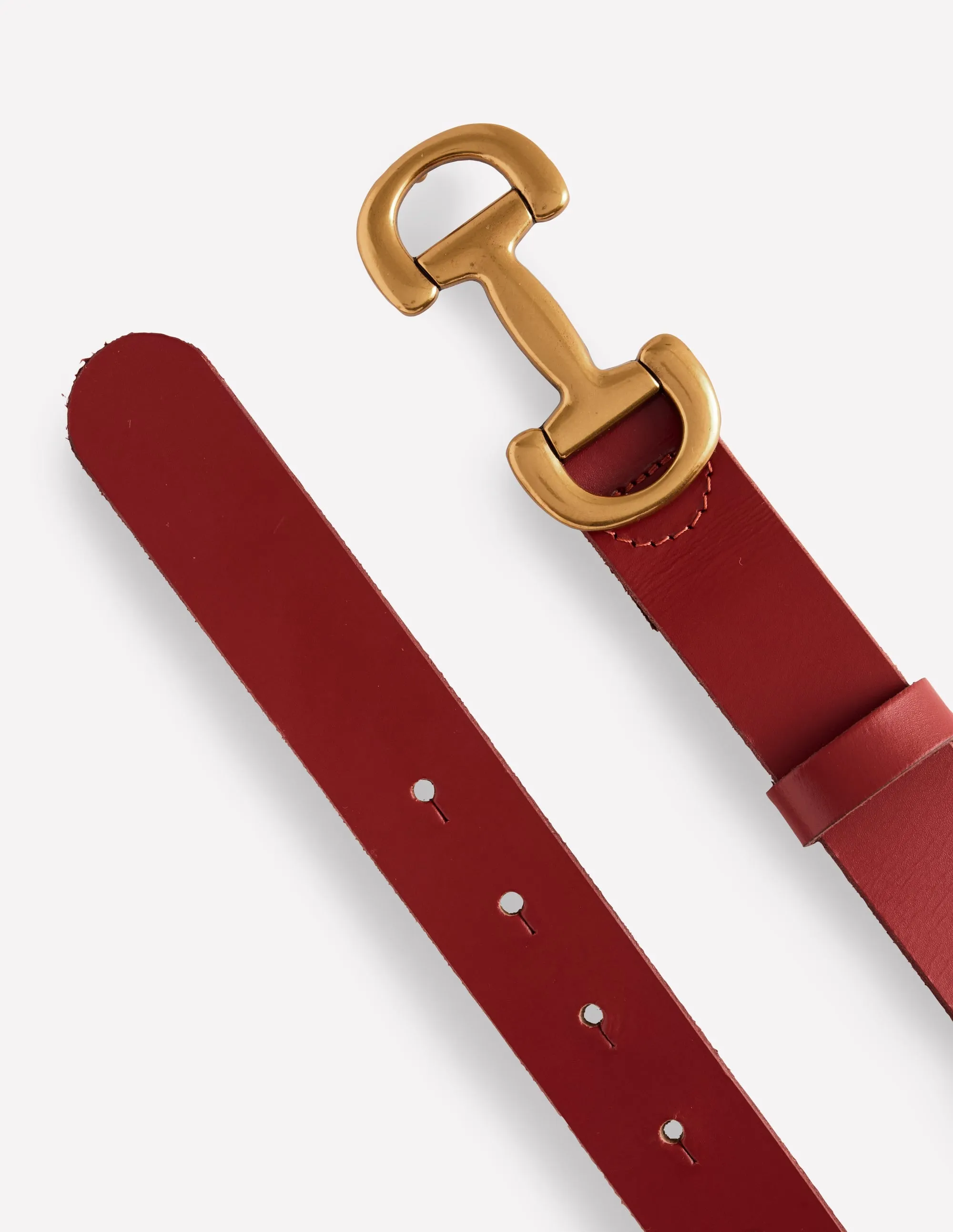 Iris Snaffle-Trim Leather Belt-RED flatter form