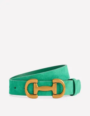 Iris Snaffle-Trim Leather Belt-Rich Emerald classic vibe