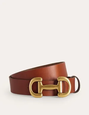 Iris Snaffle-Trim Leather Belt-Tan fit support