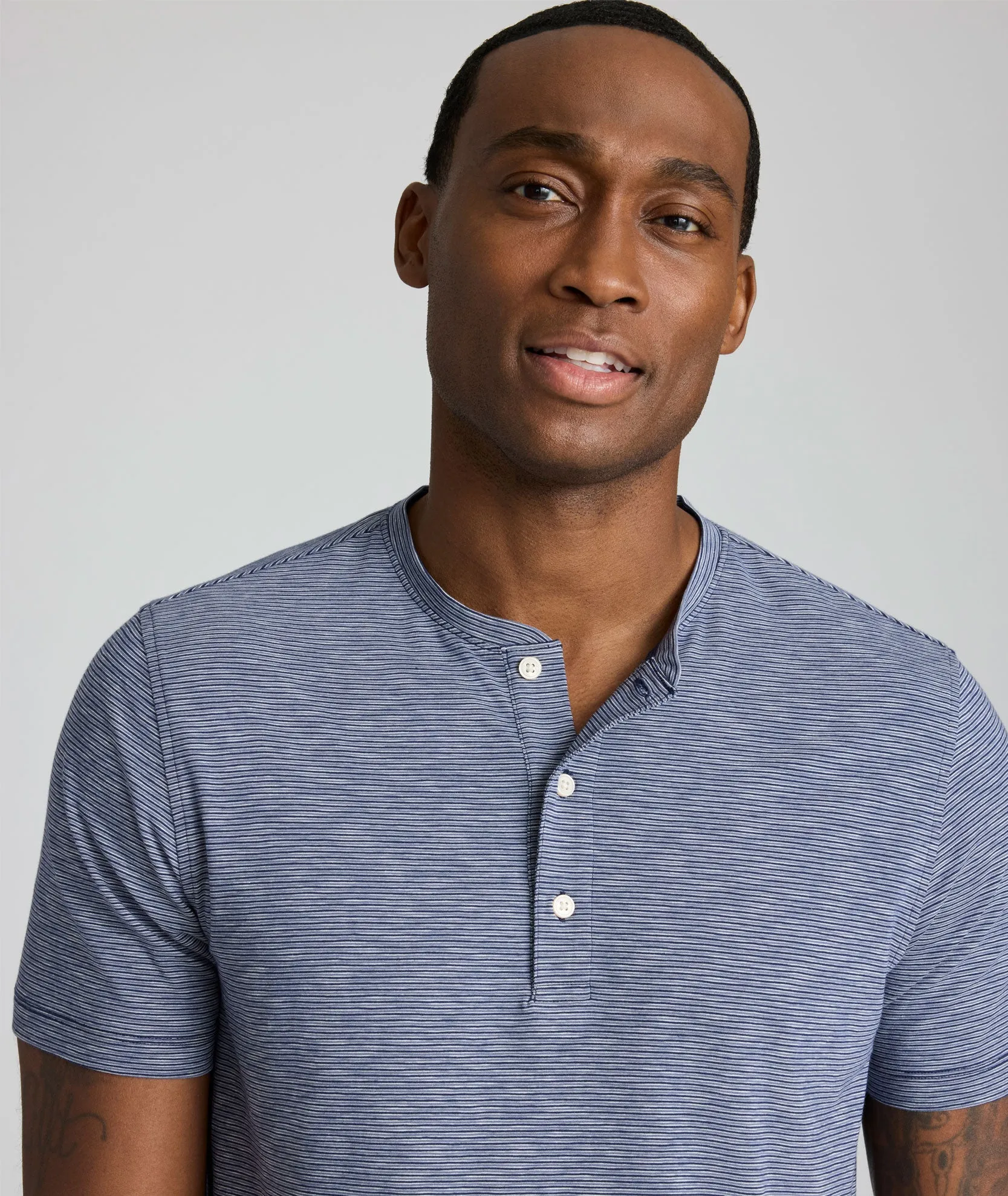 Jersey Slub Short-Sleeve Henley heat block