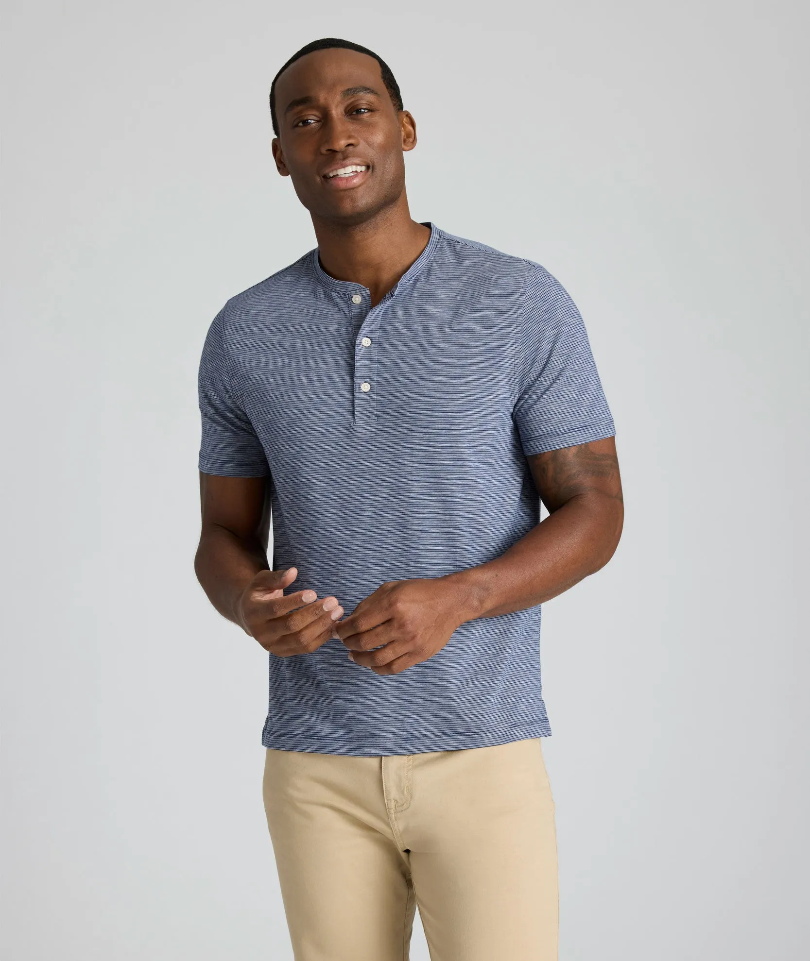 Jersey Slub Short-Sleeve Henley urban style