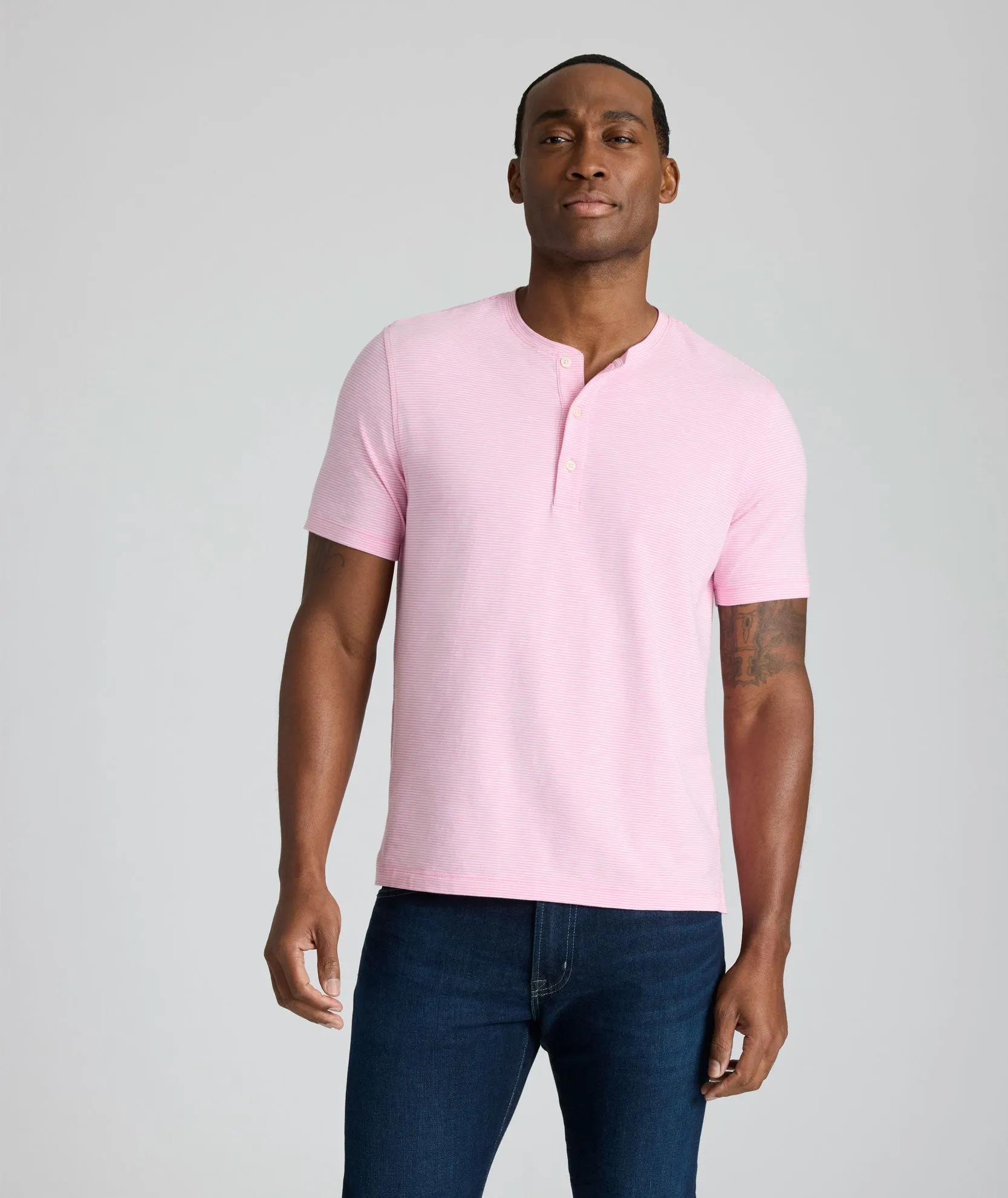 Jersey Slub Short-Sleeve Henley slim fit