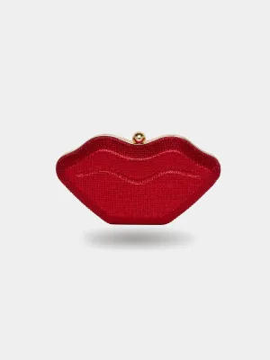 Jewelled Lip Shaped Clutch easy storage
