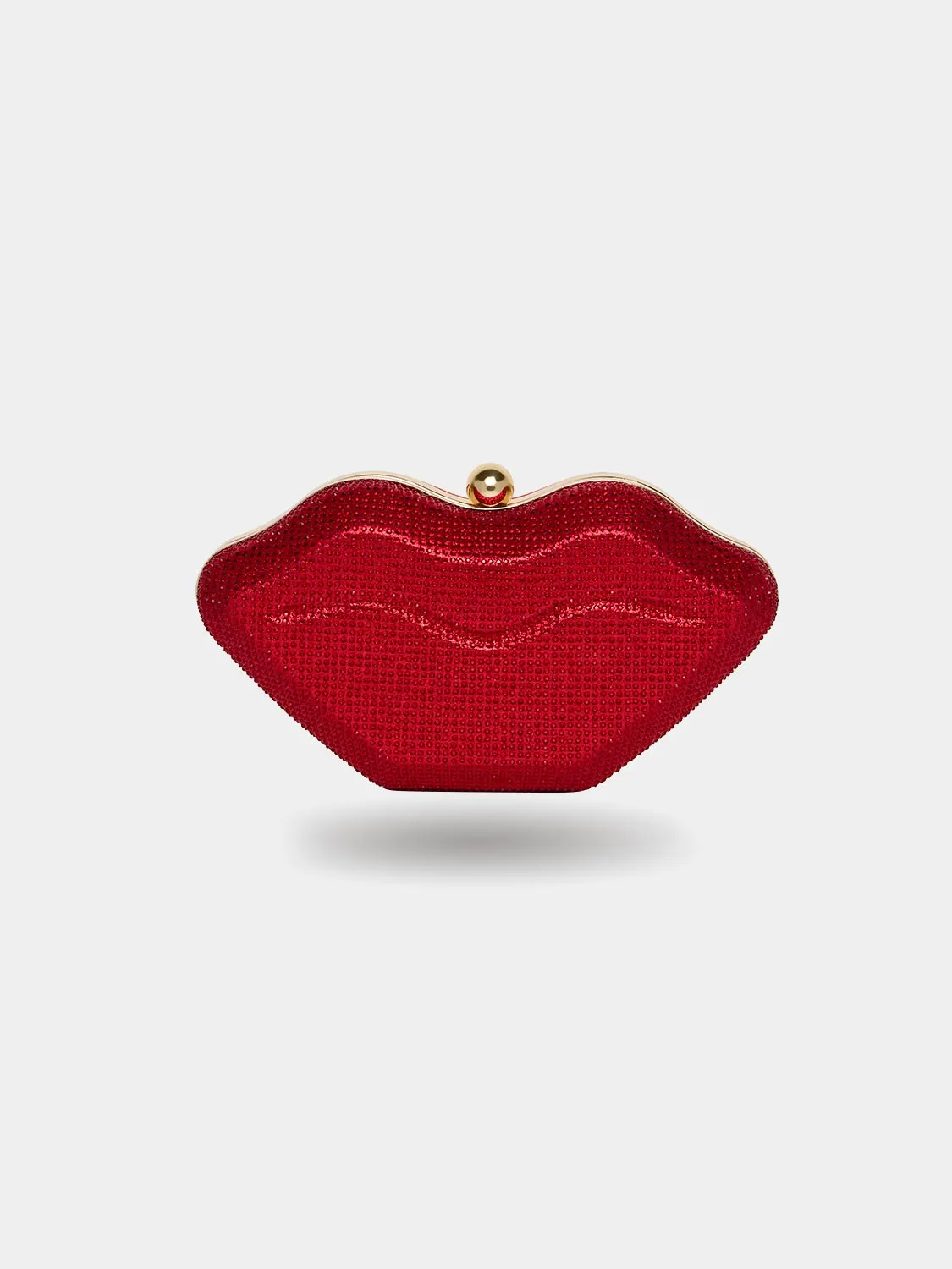Jewelled Lip Shaped Clutch easy storage