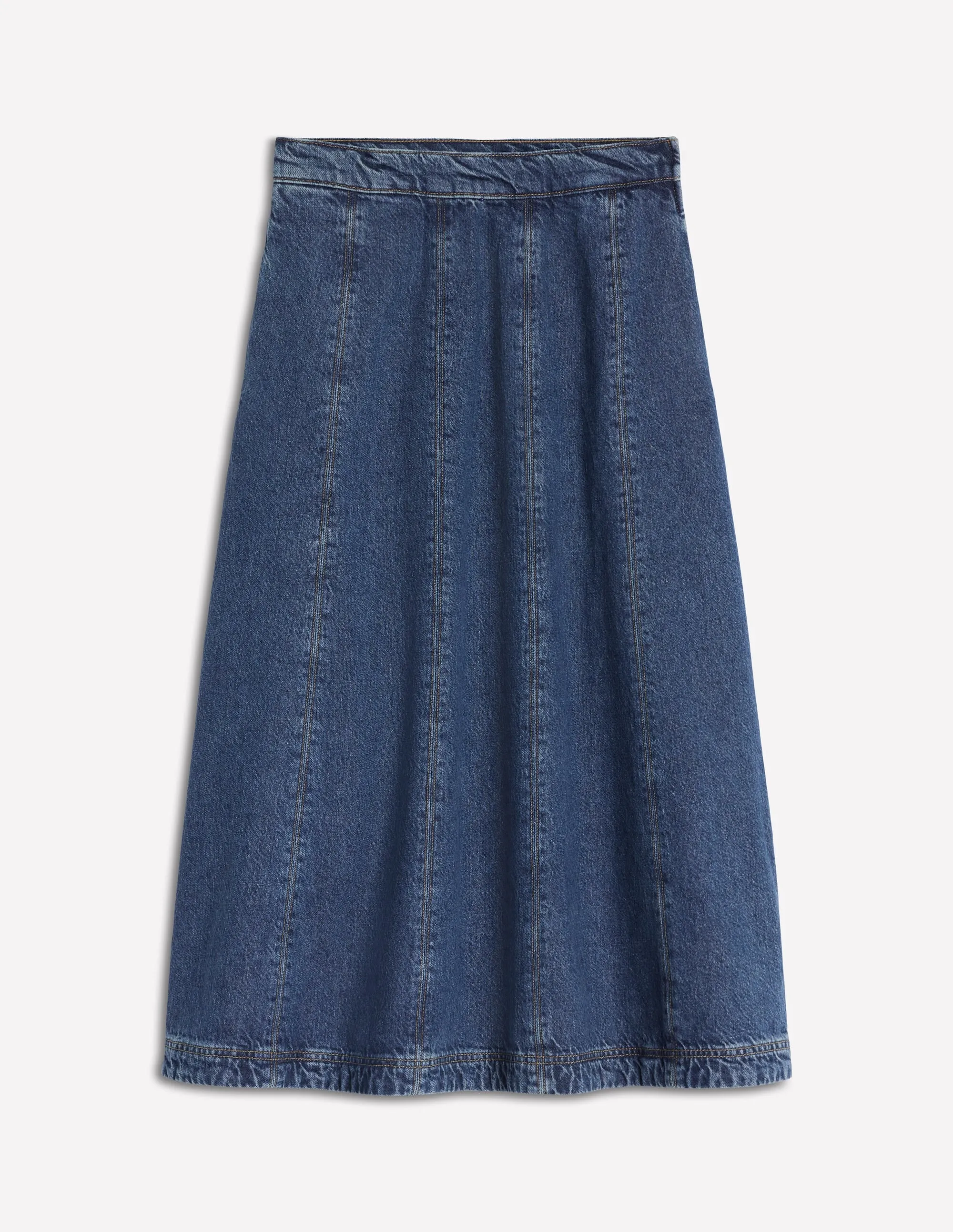 Joy Panelled Denim Skirt-Mid Wash breathable fabric