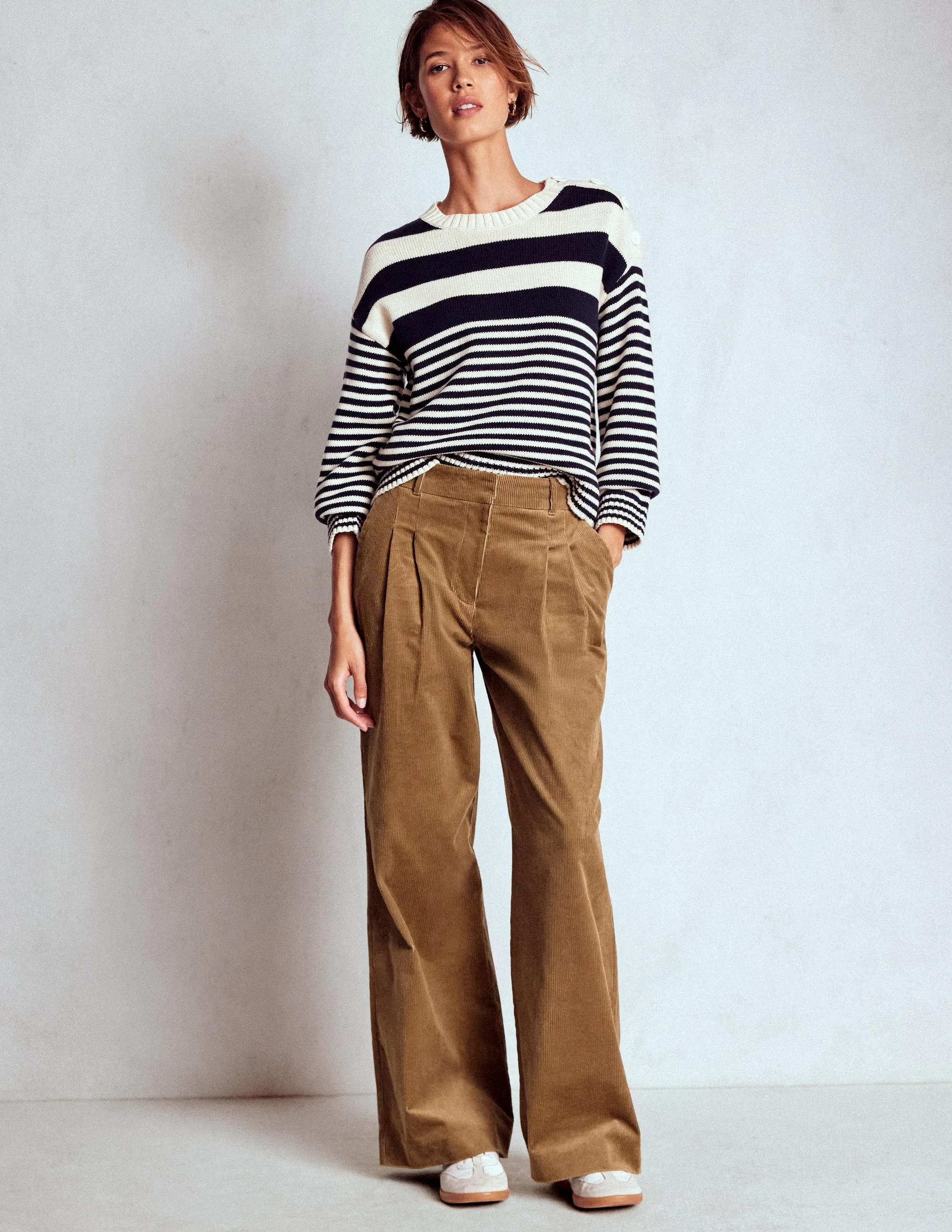 Kensington Cord Trousers-Latte low waist