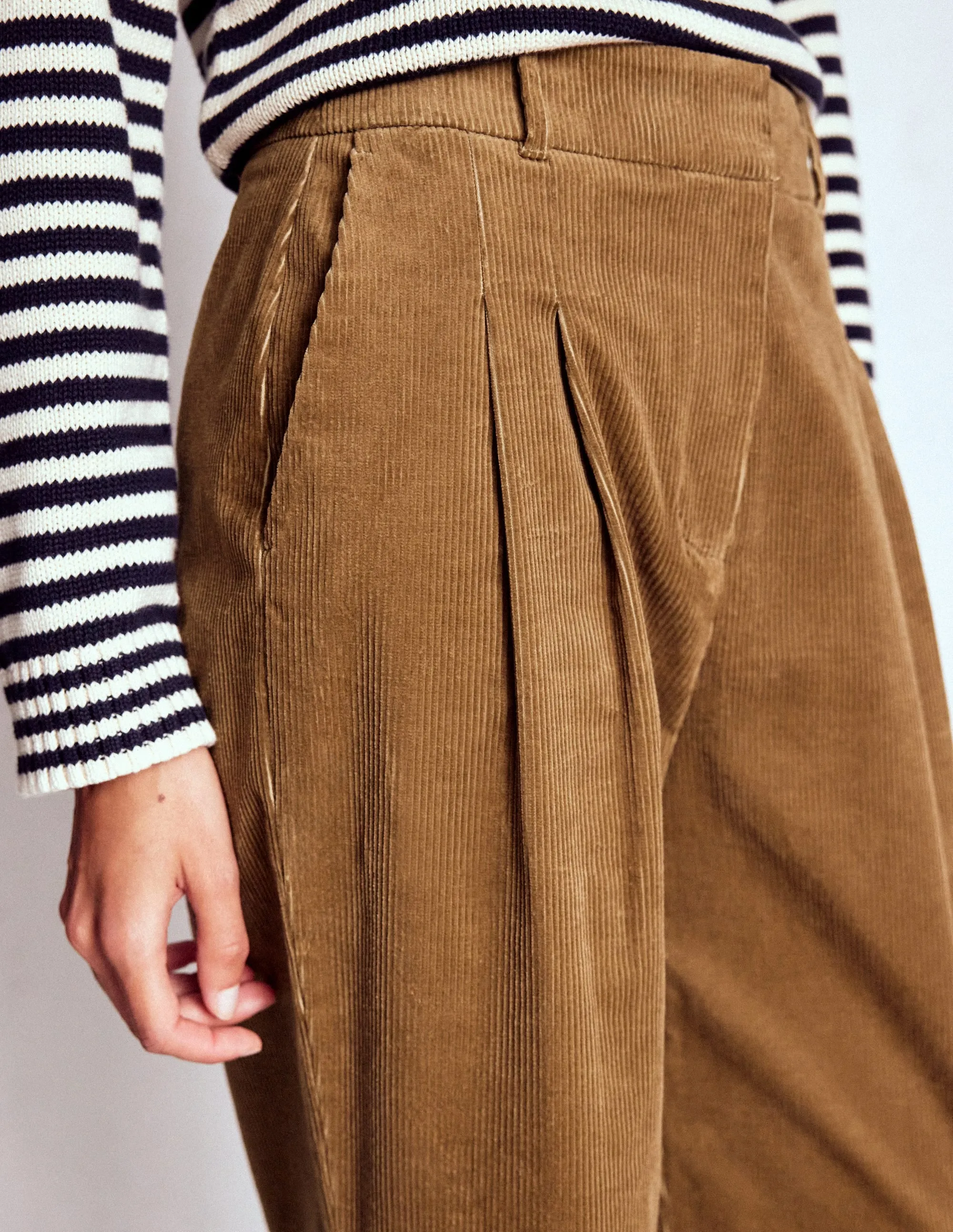 Kensington Cord Trousers-Latte hidden compartments