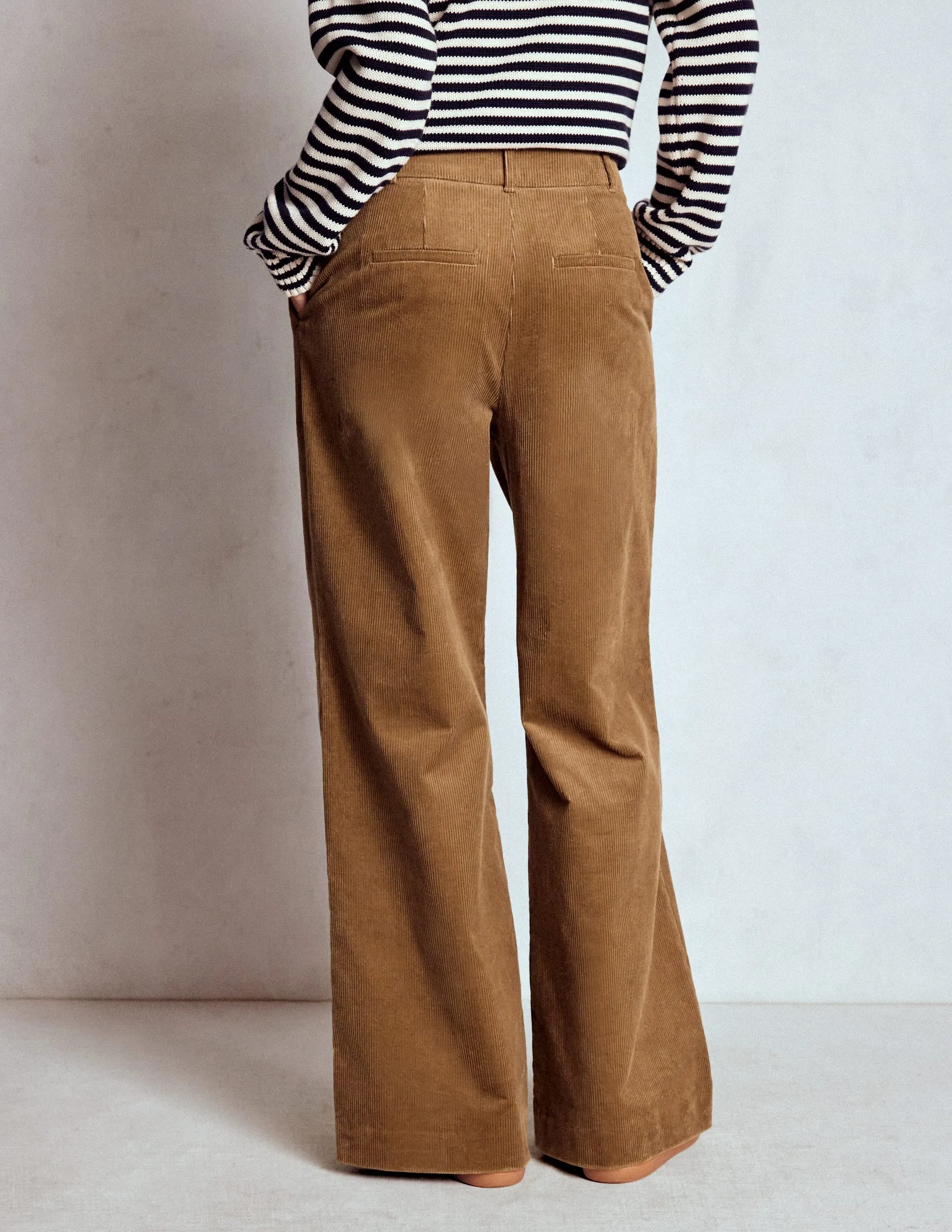 Kensington Cord Trousers-Latte classic waist