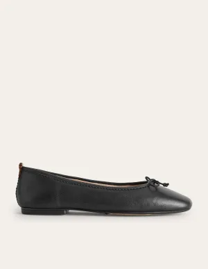 Kitty Flexi Sole Ballet Pumps-Black Leather simple line