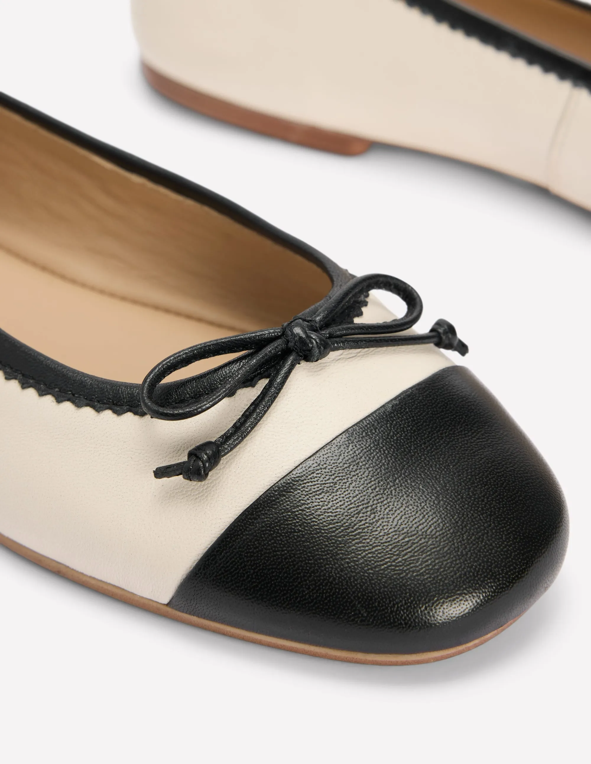 Kitty Flexi Sole Ballet Pumps-Ecru/Black eco friendly