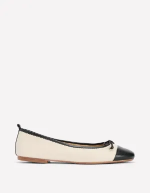 Kitty Flexi Sole Ballet Pumps-Ecru/Black multi function