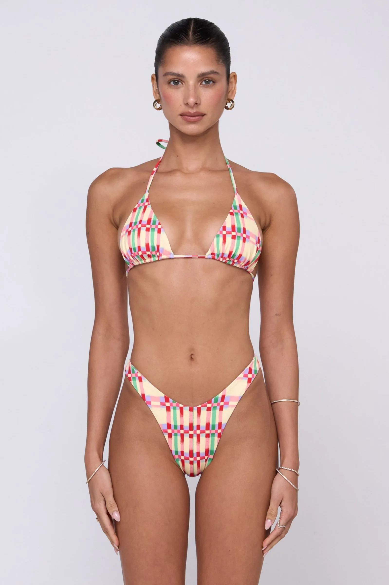 Kyle Bikini Top in Plaid colorful choice