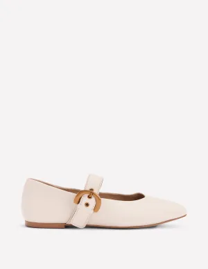 Kylie Flat Buckle Mary Jane-Ecru cool comfort