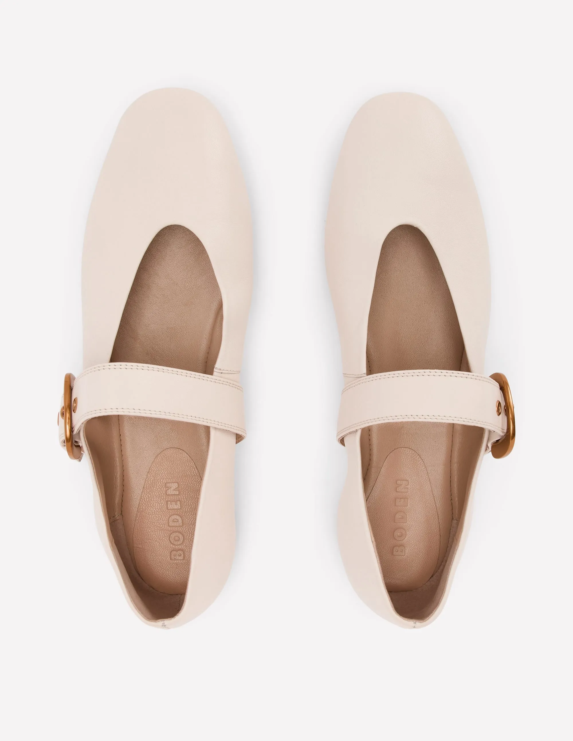 Kylie Flat Buckle Mary Jane-Ecru energy saving