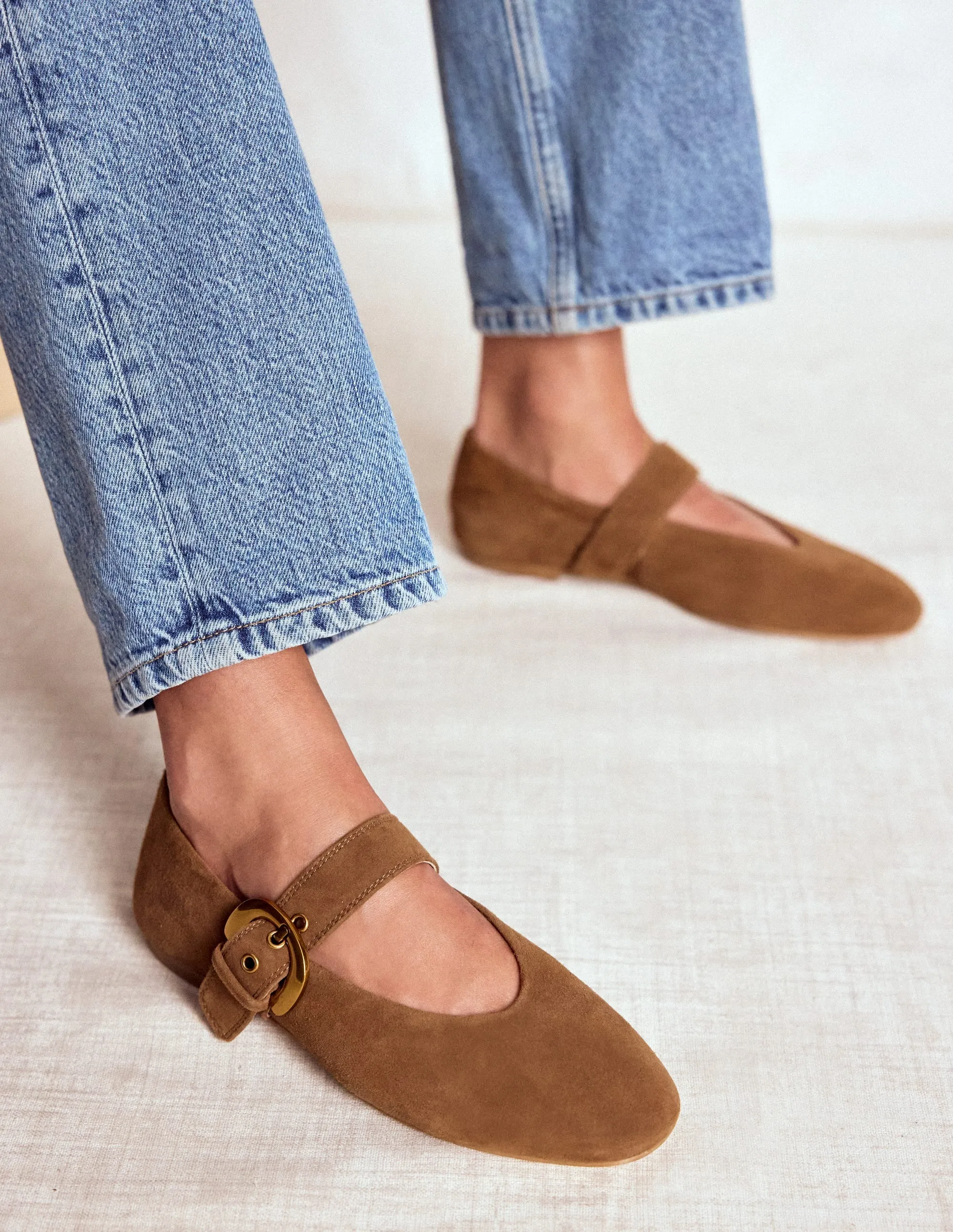 Kylie Flat Buckle Mary Jane-Raw Umber lightweight breath