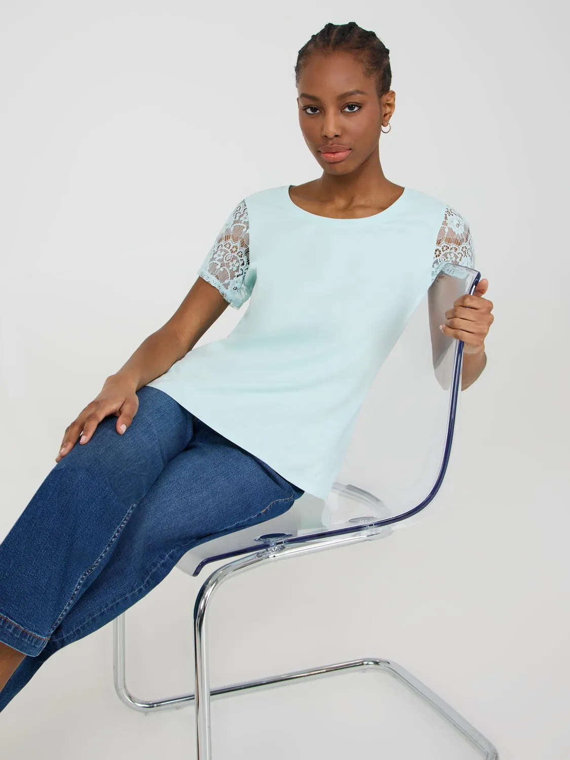 Lace Short Sleeve T-Shirt Feel Cool