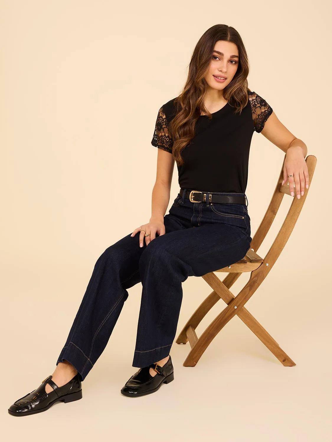 Lace Short Sleeve T-Shirt Quick Style