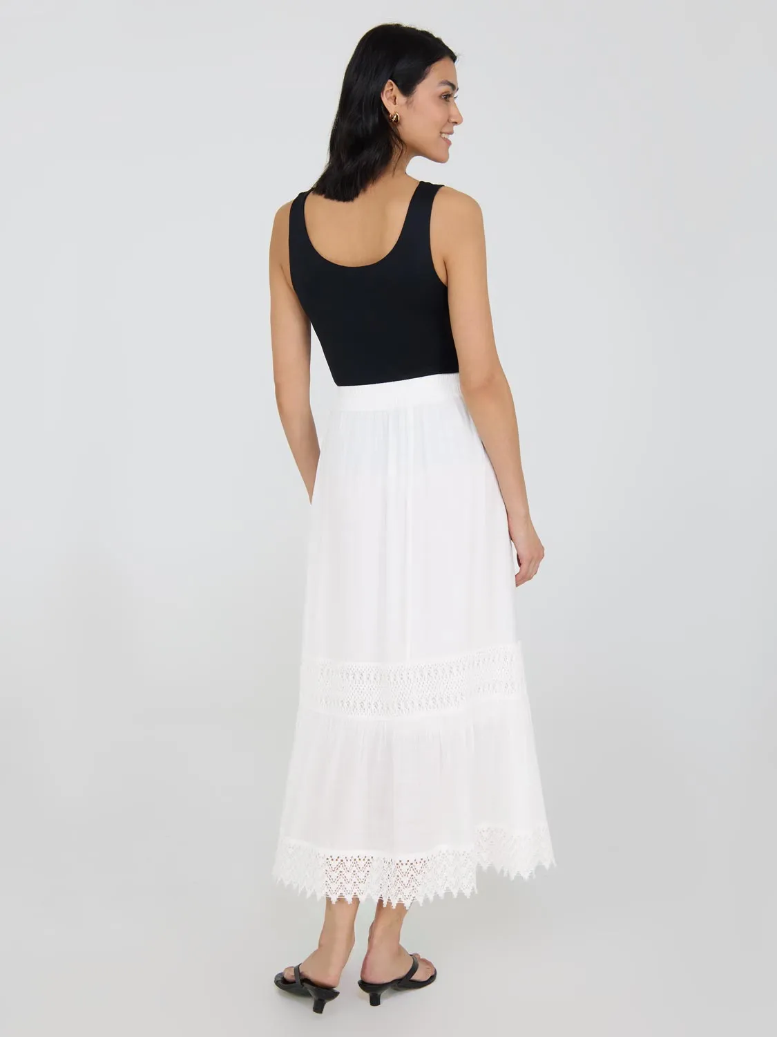 Lace Trim Maxi Skirt sporty casual
