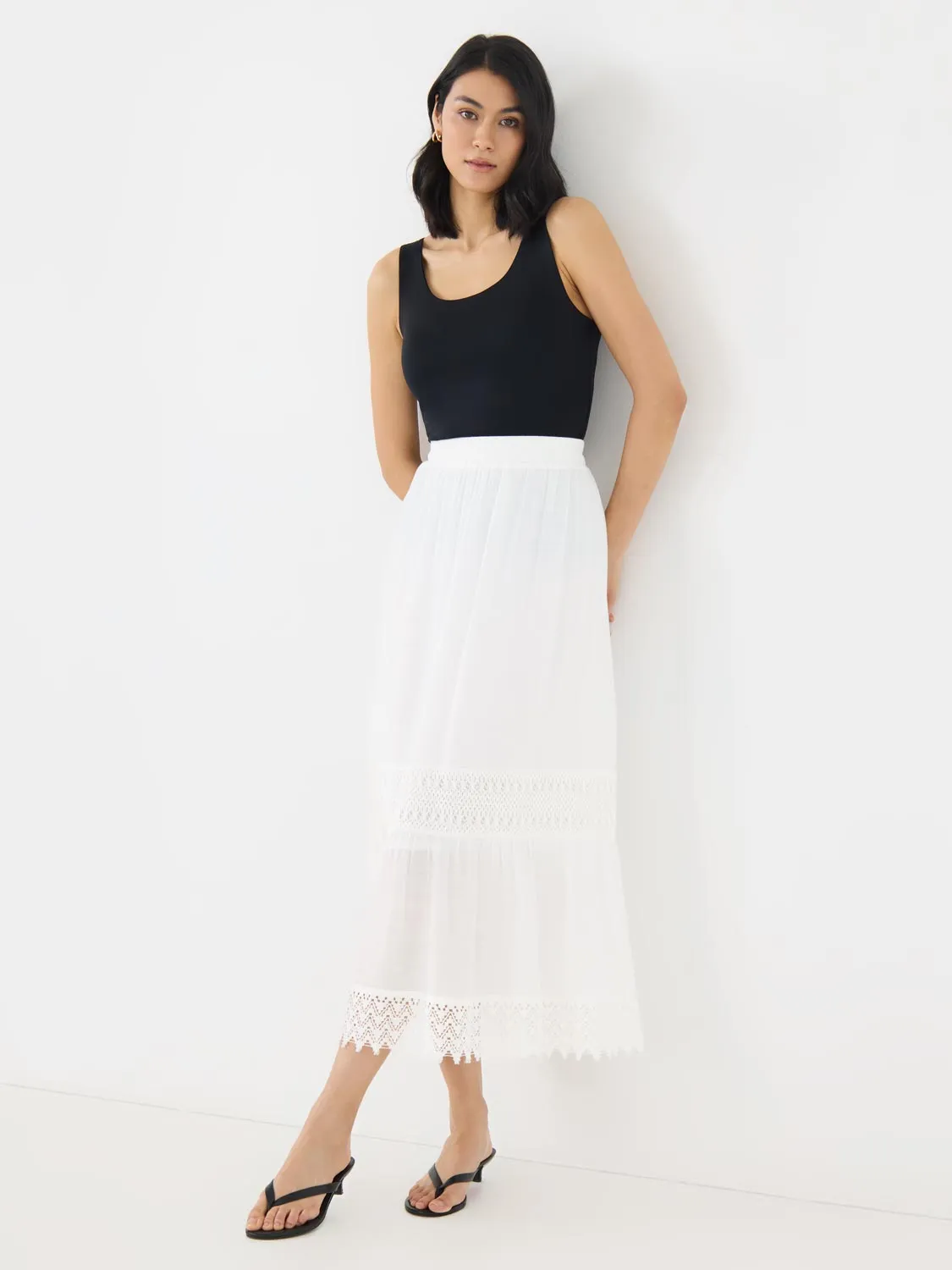 Lace Trim Maxi Skirt active casual