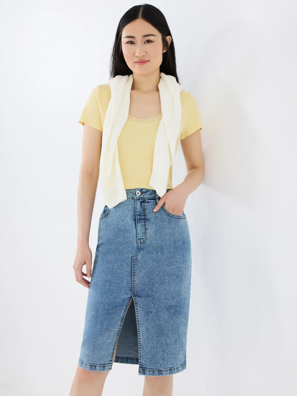 Lace Trim Scoop Neck Ribbed Top Confidence Boost