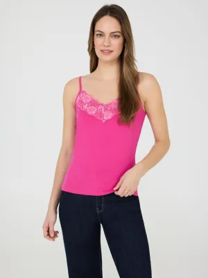 Lace Trim V-Neck Tank Top day layer