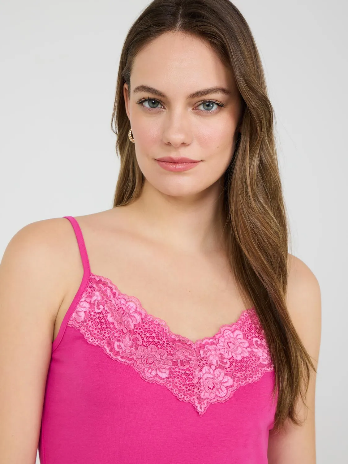 Lace Trim V-Neck Tank Top lightweight layer