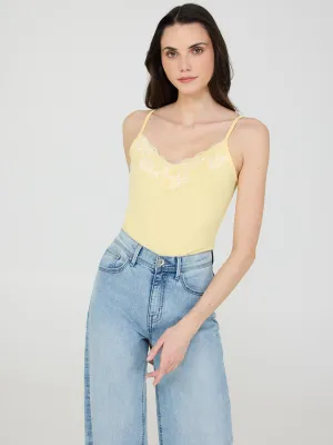 Lace Trim V-Neck Tank Top move easy
