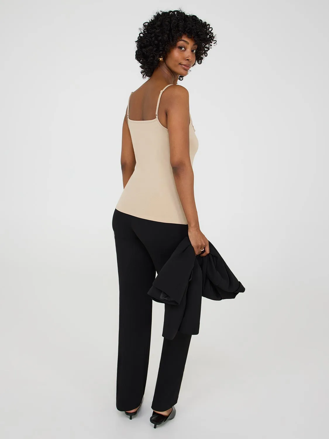 Lace Trim V-Neck Tank Top subtle fit