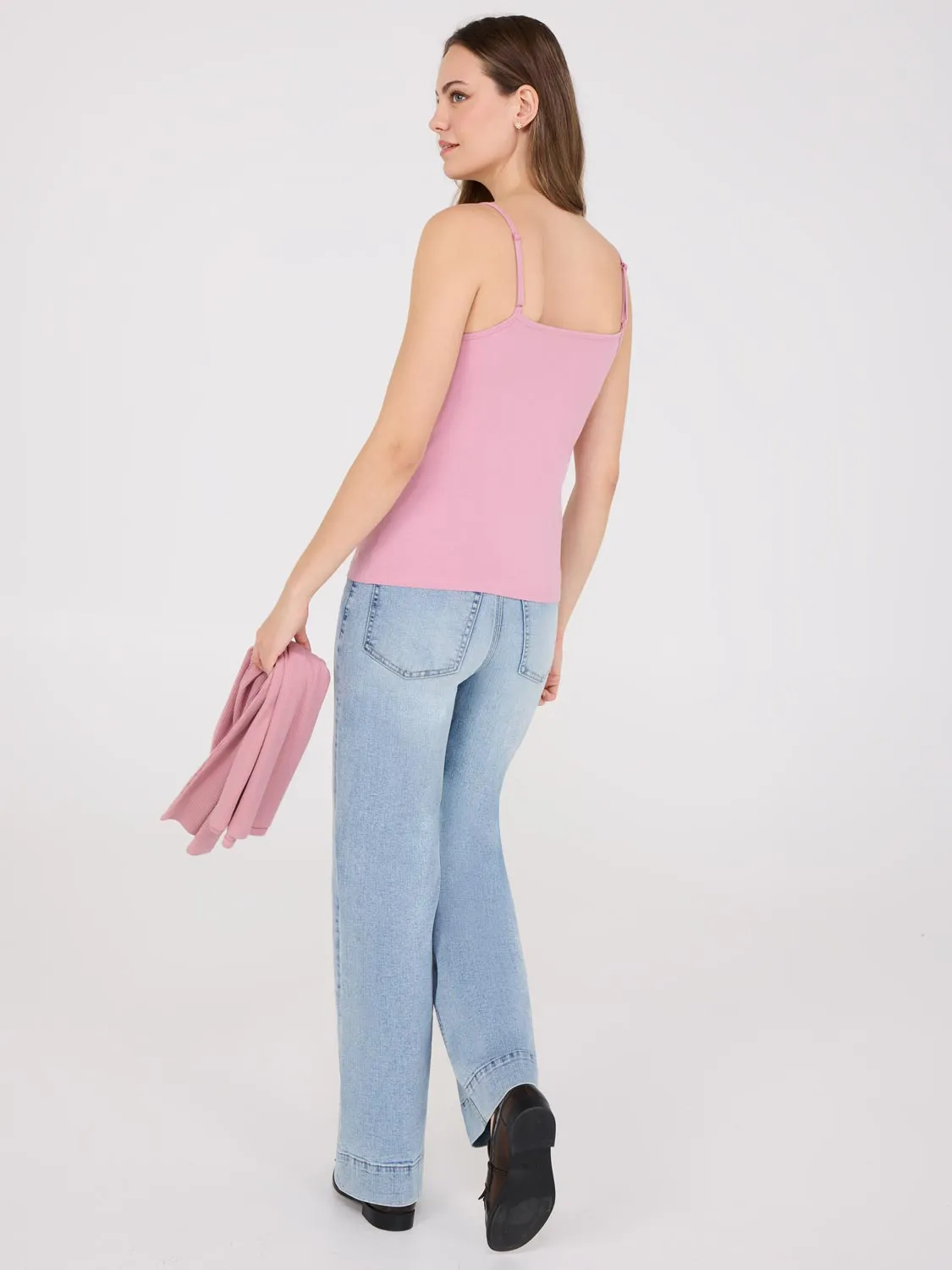 Lace Trim V-Neck Tank Top light hug