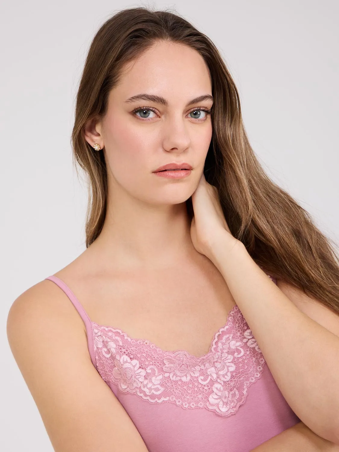 Lace Trim V-Neck Tank Top smooth base