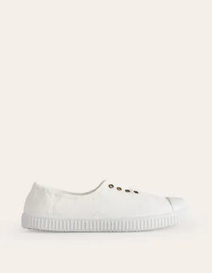 Laceless Canvas Plimsoll-Ivory simple style