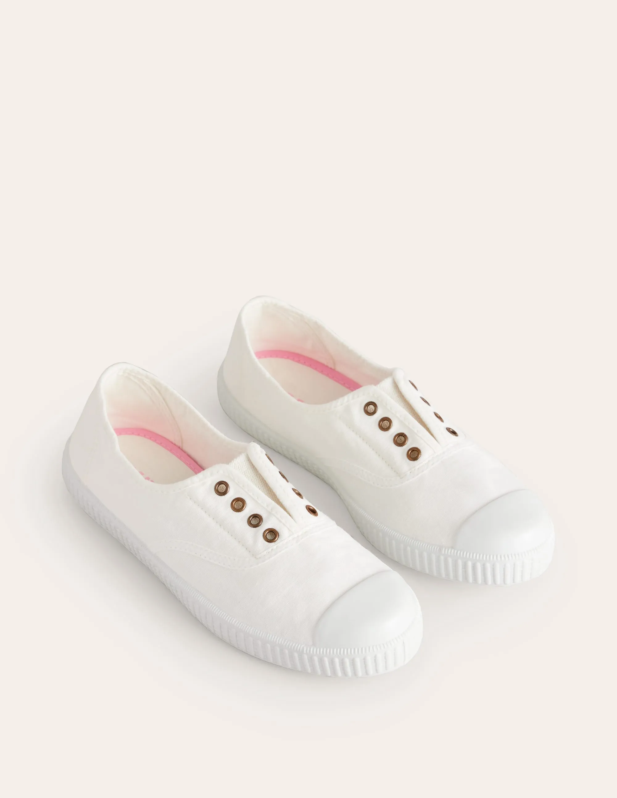 Laceless Canvas Plimsoll-Ivory full motion
