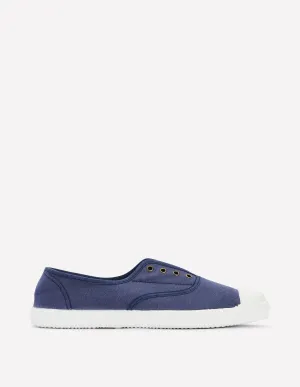 Laceless Canvas Plimsoll-Navy abrasion sole