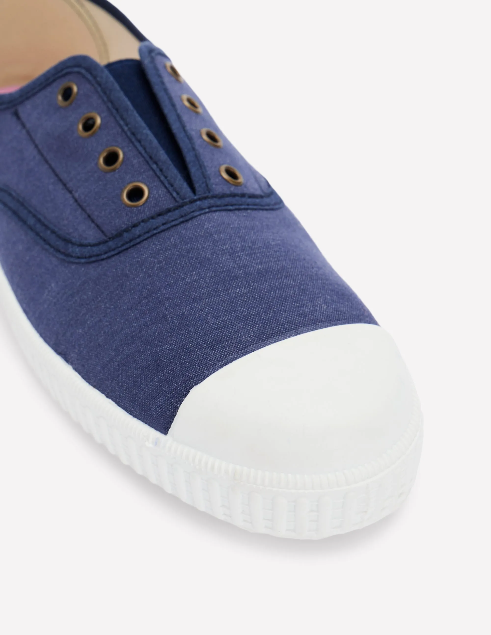 Laceless Canvas Plimsoll-Navy active flow