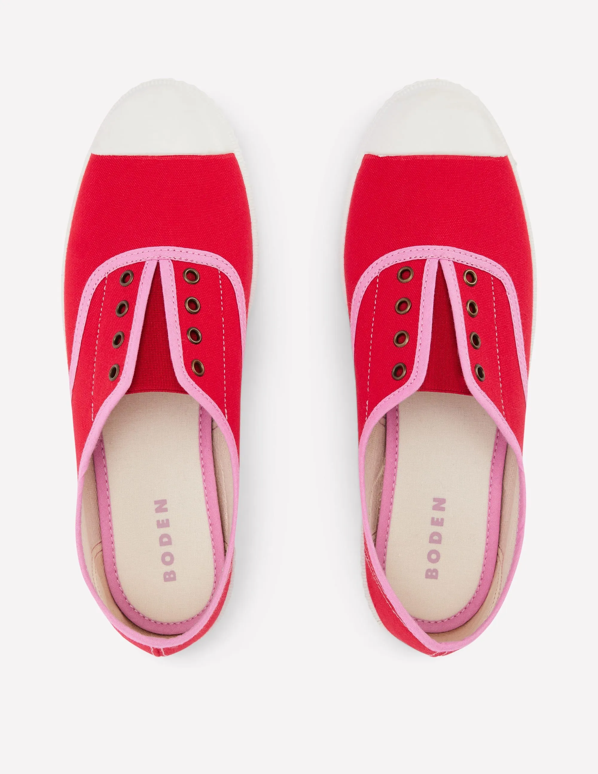 Laceless Canvas Plimsoll-Post Box Red/Soft Pink quality assured