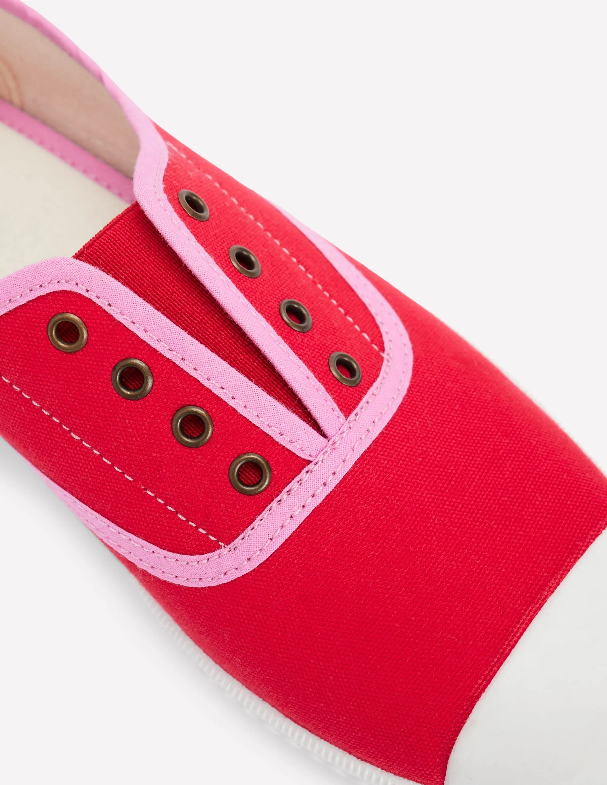 Laceless Canvas Plimsoll-Post Box Red/Soft Pink rest vibe
