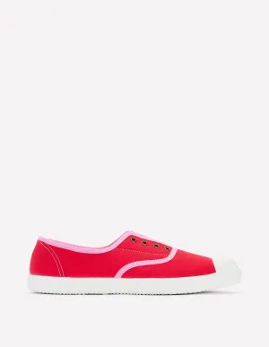 Laceless Canvas Plimsoll-Post Box Red/Soft Pink durable material